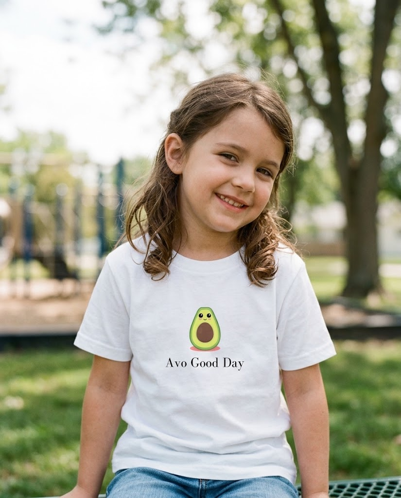 Kid wearing the Avo Good Day tee